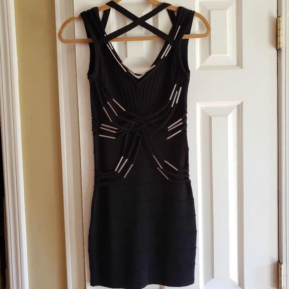 WOW Couture Criss Cross Embellished Bandage Bodycon Dress